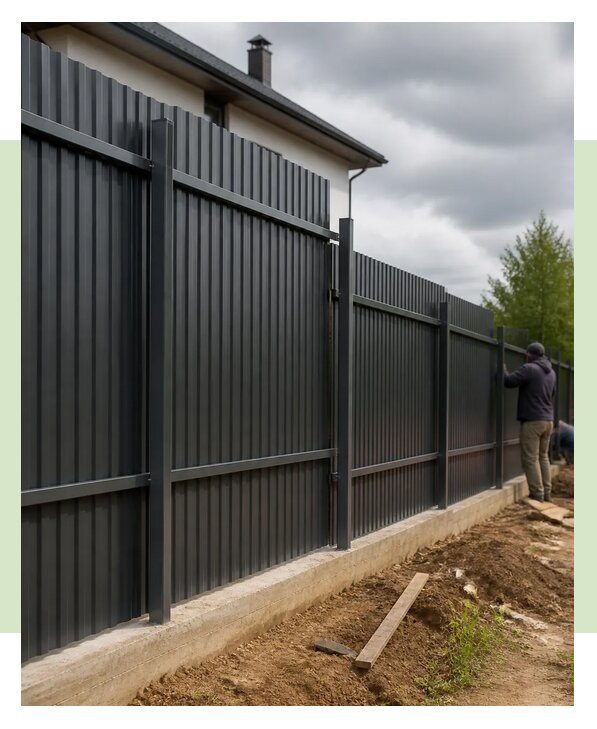 Построить забор из профнастила в Скопине по цене от 3022 р. | ЗаборЭксеперт-Скп